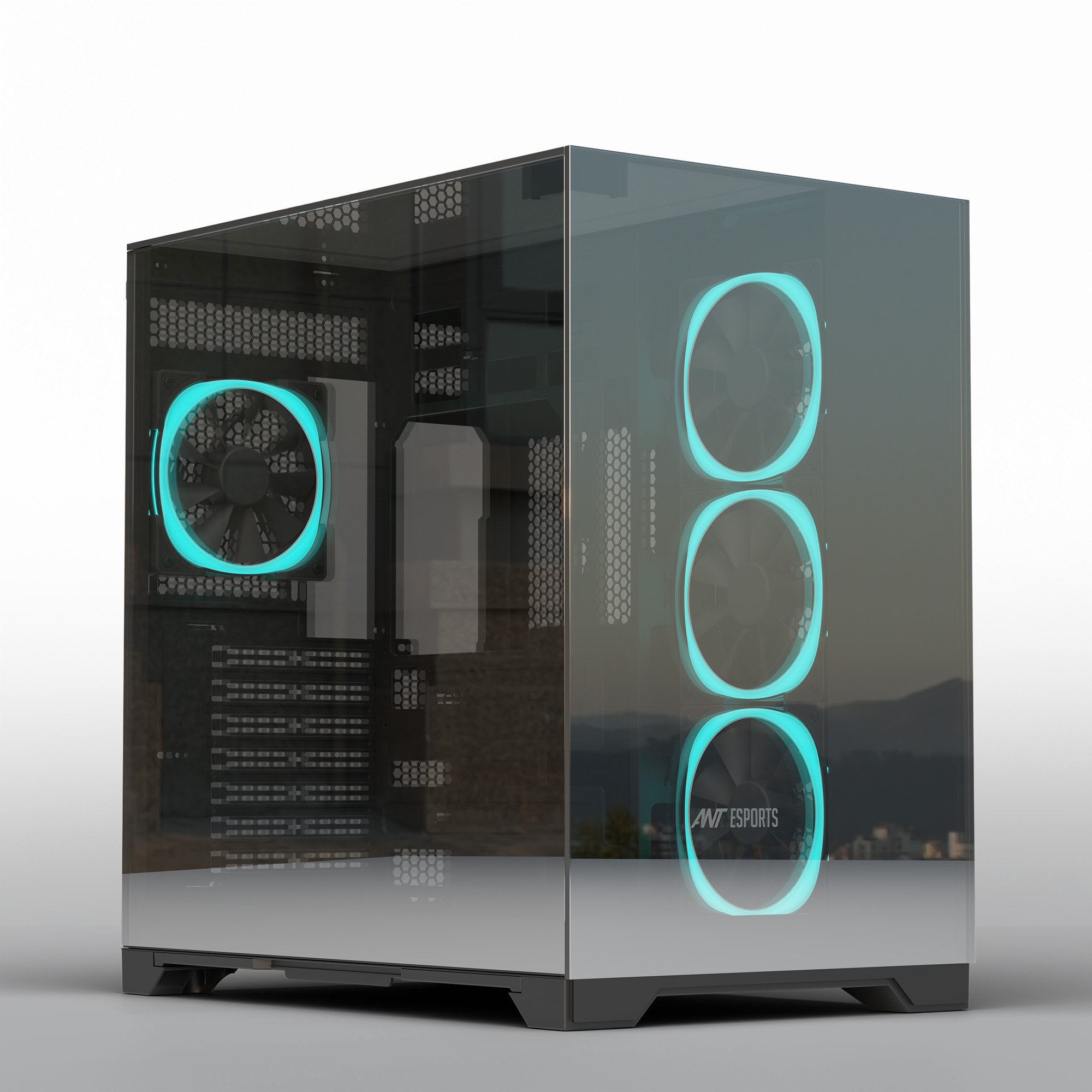 Ant Esports Crystal Mirror ARGB (Black) Cabinet