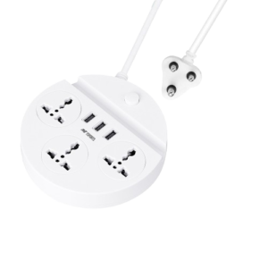 Ant Esports PS330 Power Strip with 3 Universal Sockets, 3 USB Ports (White) Power Strip