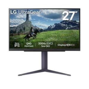 LG UltraGear 27GS85Q-B | 27 Inch 1440p QHD (2K) 180Hz (O/C 200Hz) Nano IPS 1ms