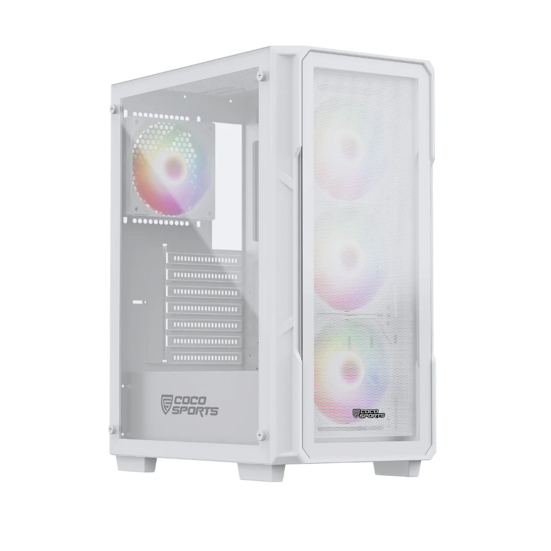 COCO Sports Core 200M 4 ARGB Fans ATX Cabinet (White)