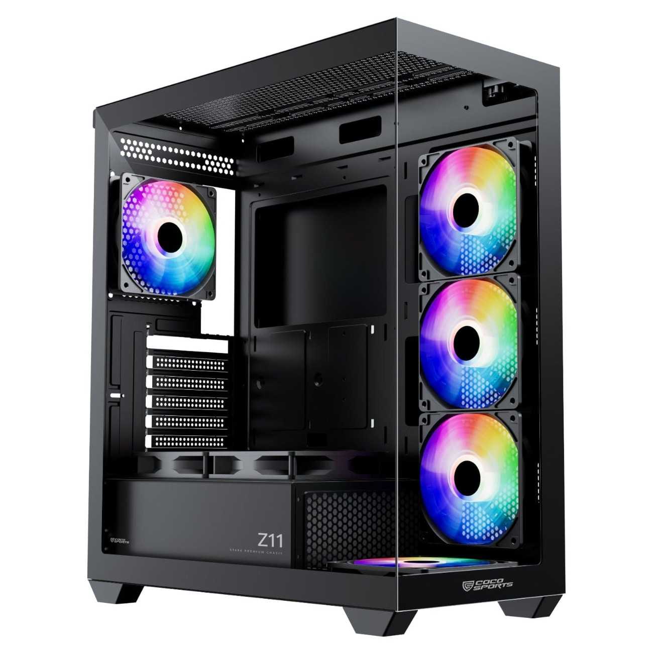 COCO Sports Stark Z11 7 ARGB Fans ATX Cabinet (Black)
