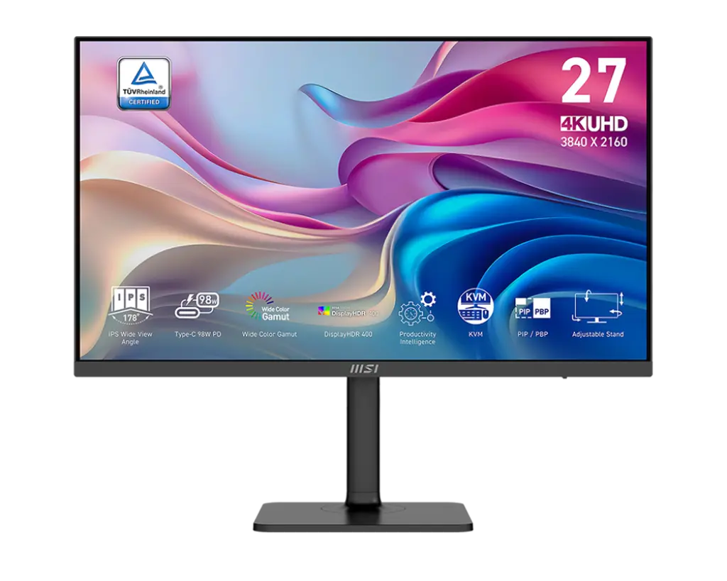 MSI Modern MD272UPHG | 27 Inch 2160p UHD (4K) 60Hz IPS Adjustable Stand Monitor
