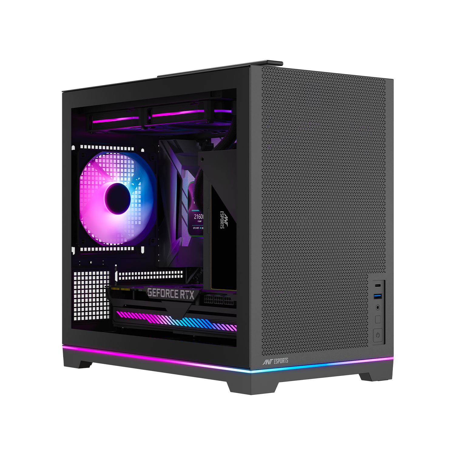 Ant Esports Box C Air V2, 1 ARGB Fan, M-ATX Mini Tower Portable Cabinet (Black)