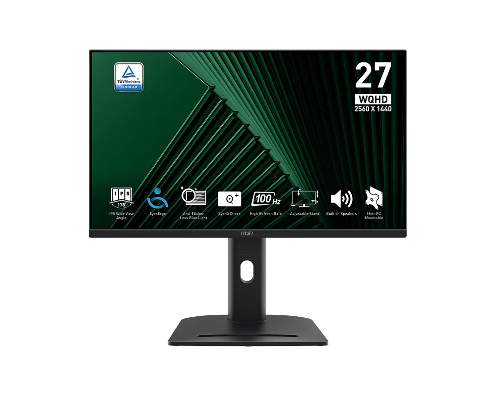 MSI PRO MP275QPG | 27 Inch 1440p QHD (2K) 100Hz IPS Adjustable Stand Monitor