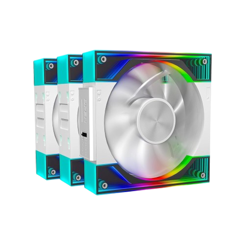 Ant Esports Quartzflow ARGB 120mm Reverse Stackable Case Fans (Triple Pack) (White)