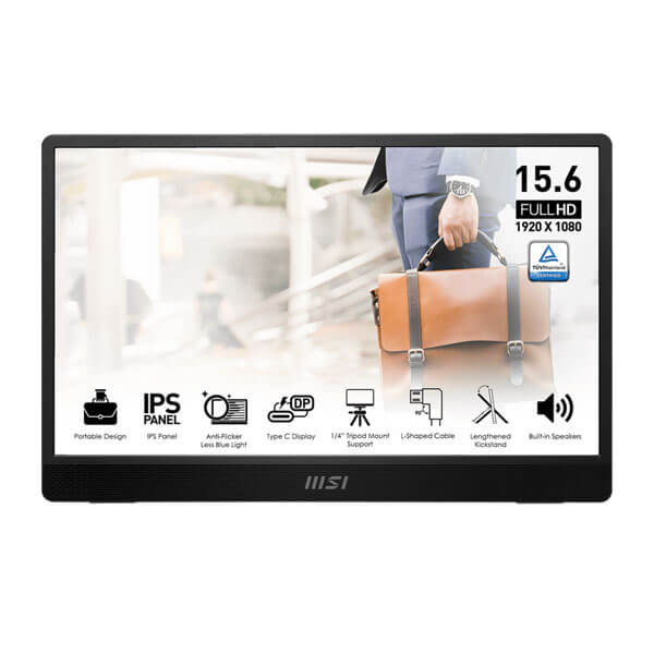 MSI PRO MP161 E2 | 15.6 Inch 1080p FHD 60Hz IPS Type-C Portable Monitor